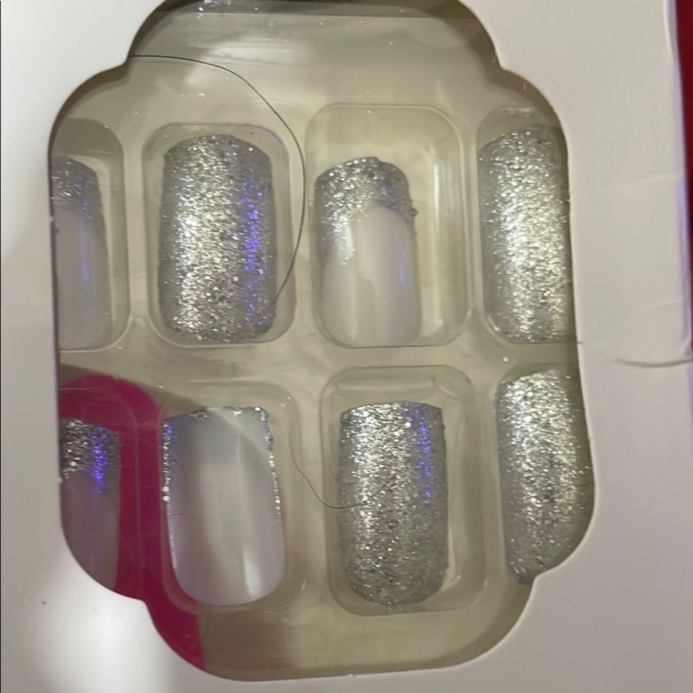 Pink and Silver  and White and SilverGlitter Press-On Nail Sets - Picture 3 of 5
